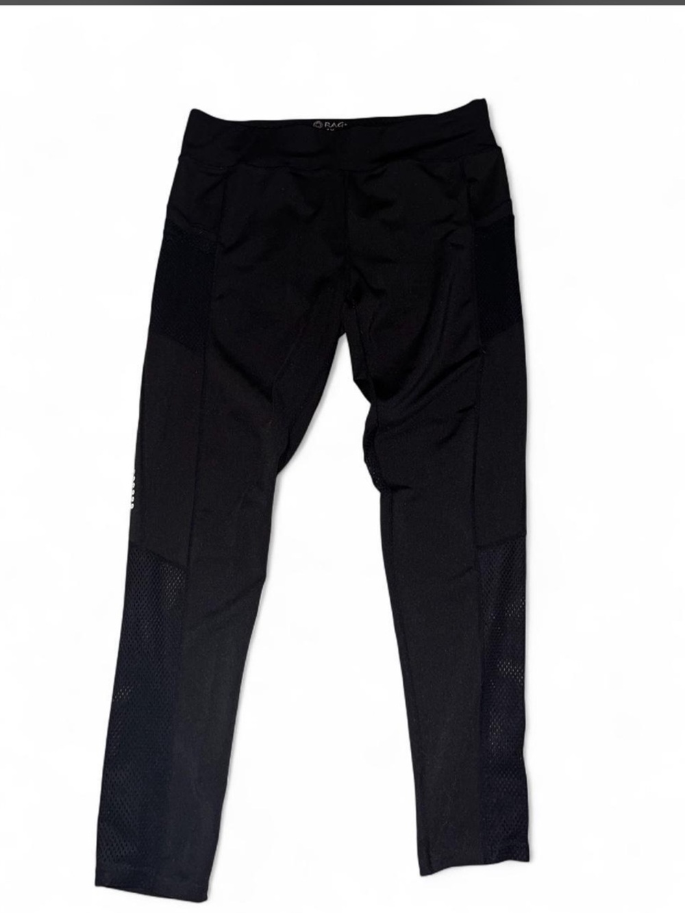 RAG+ Black Performance Leggings with Mesh Panels